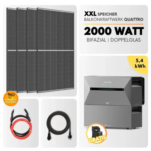 Anker SOLIX Solarbank 3 E2700 Pro Balkonkraftwerk Speicher Set 2000 Watt 800 Watt - 5,4 kWh