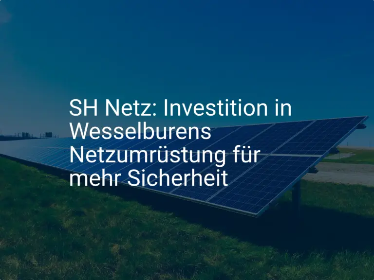 SH Netz: Investition in Wesselburens Netzumrüstung für mehr Sicherheit