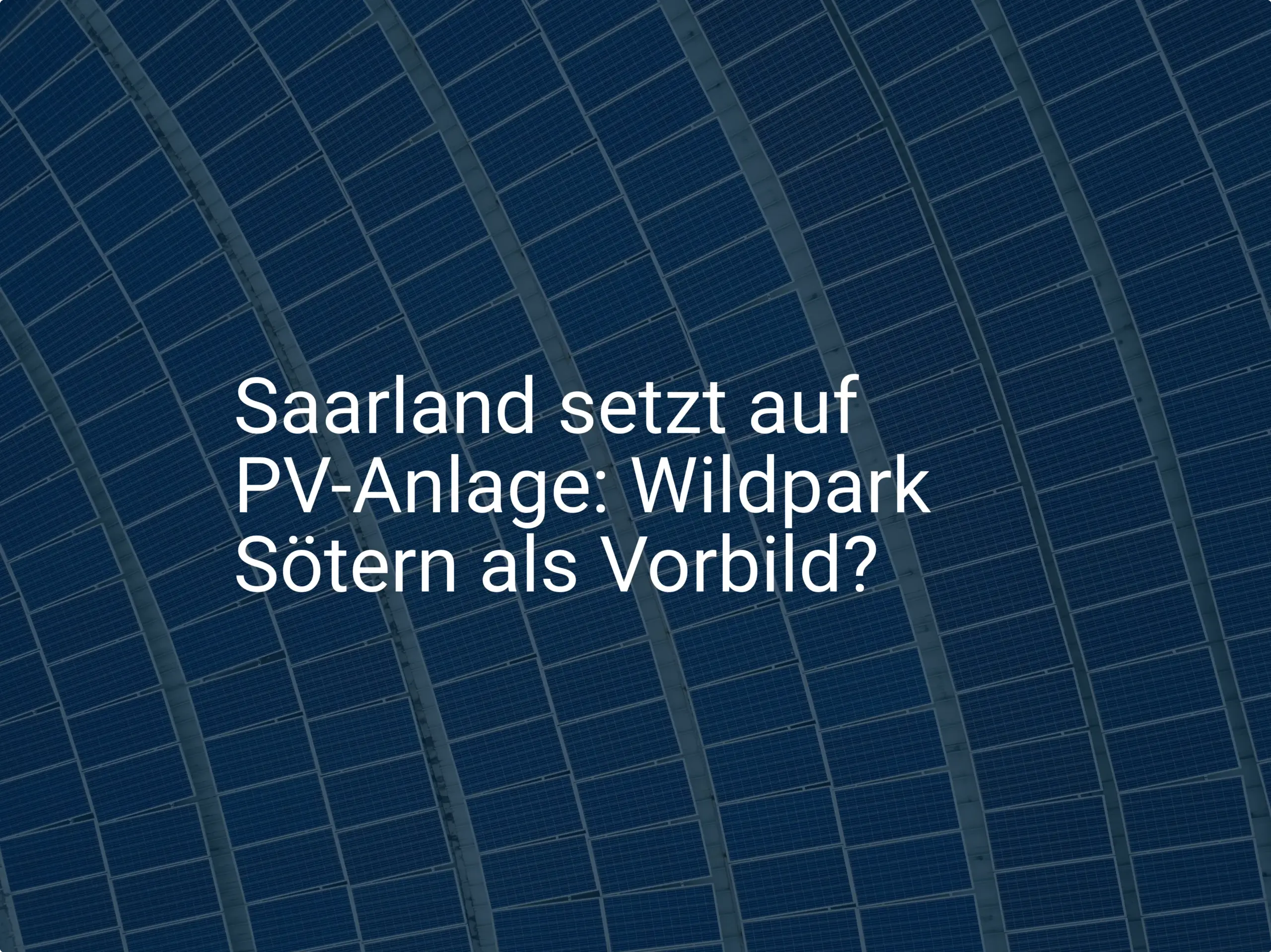 Saarland setzt auf PV-Anlage: Wildpark Sötern als Vorbild?
