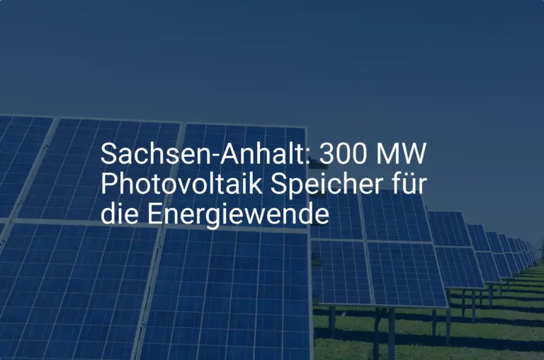 Sachsen-Anhalt: 300 MW Photovoltaik Speicher für die Energiewende