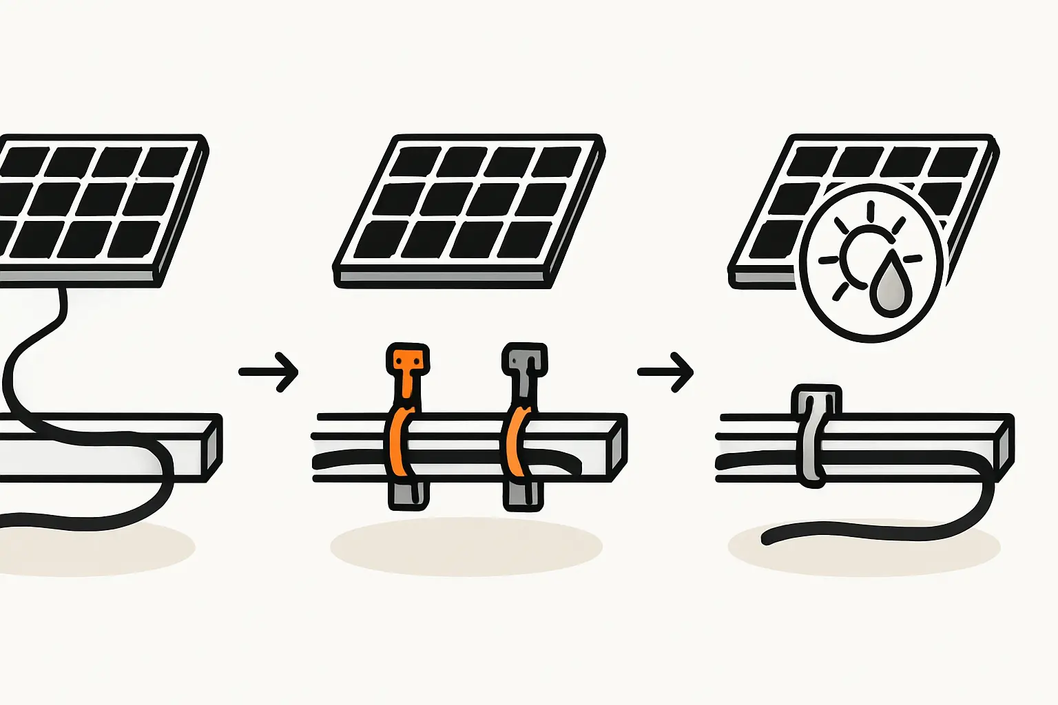 Spezielle Montageclips aus Edelstahl oder Kunststoff