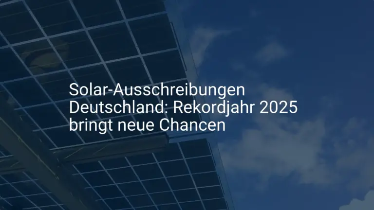Solar-Ausschreibungen Deutschland: Rekordjahr 2025 bringt neue Chancen
