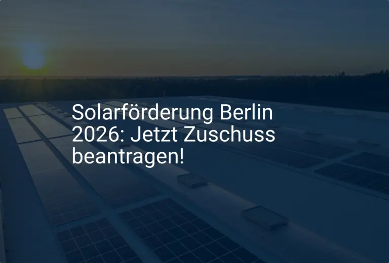 Solarförderung Berlin 2026: Jetzt Zuschuss beantragen!