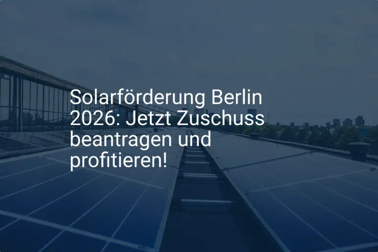 Solarförderung Berlin 2026: Jetzt Zuschuss beantragen und profitieren!