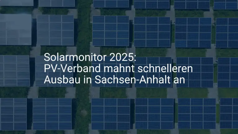 Solarmonitor 2025: PV-Verband mahnt schnelleren Ausbau in Sachsen-Anhalt an