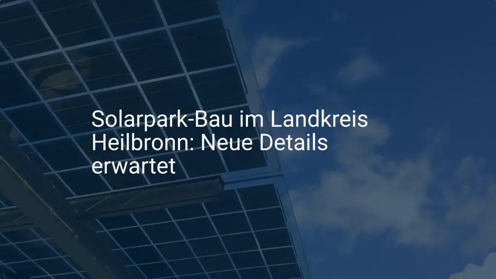Solarpark-Bau im Landkreis Heilbronn: Neue Details erwartet