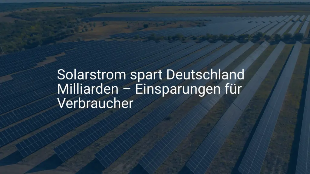 Solarstrom: So spart Deutschland Milliarden an Kosten für Verbraucher