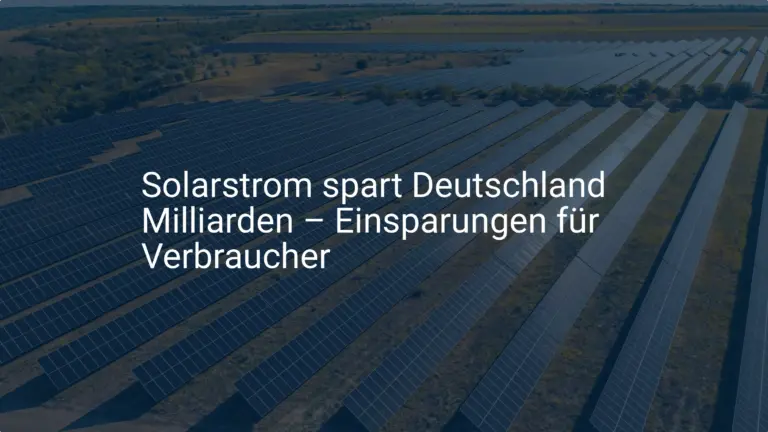 Solarstrom: So spart Deutschland Milliarden an Kosten für Verbraucher