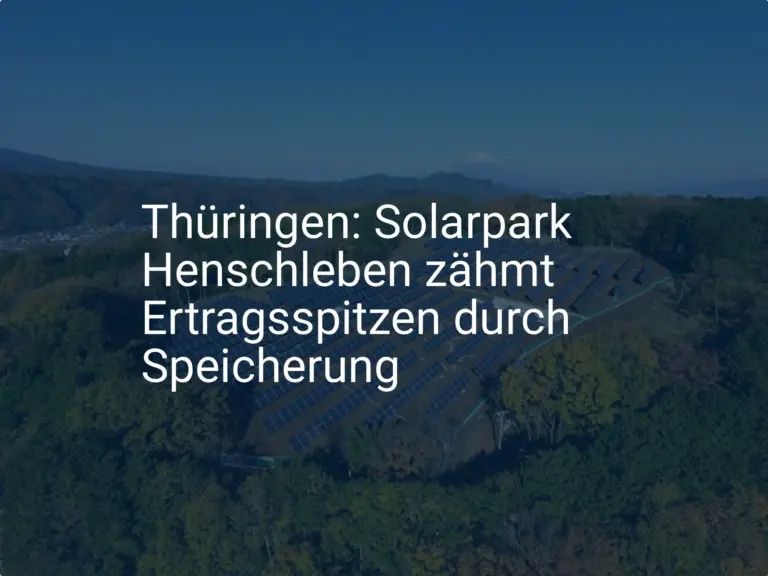 Thüringen: Solarpark Henschleben zähmt Ertragsspitzen durch Speicherung