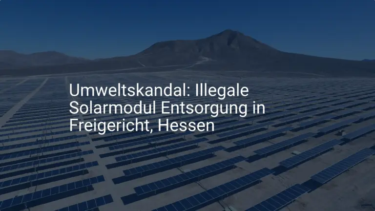 Umweltskandal: Illegale Solarmodul Entsorgung in Freigericht, Hessen