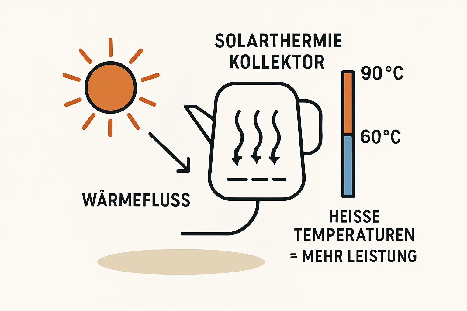 Infografik, die den Unterschied zwischen einem Photovoltaik-Modul und einem Solarthermie-Kollektor auf Zellebene vergleicht