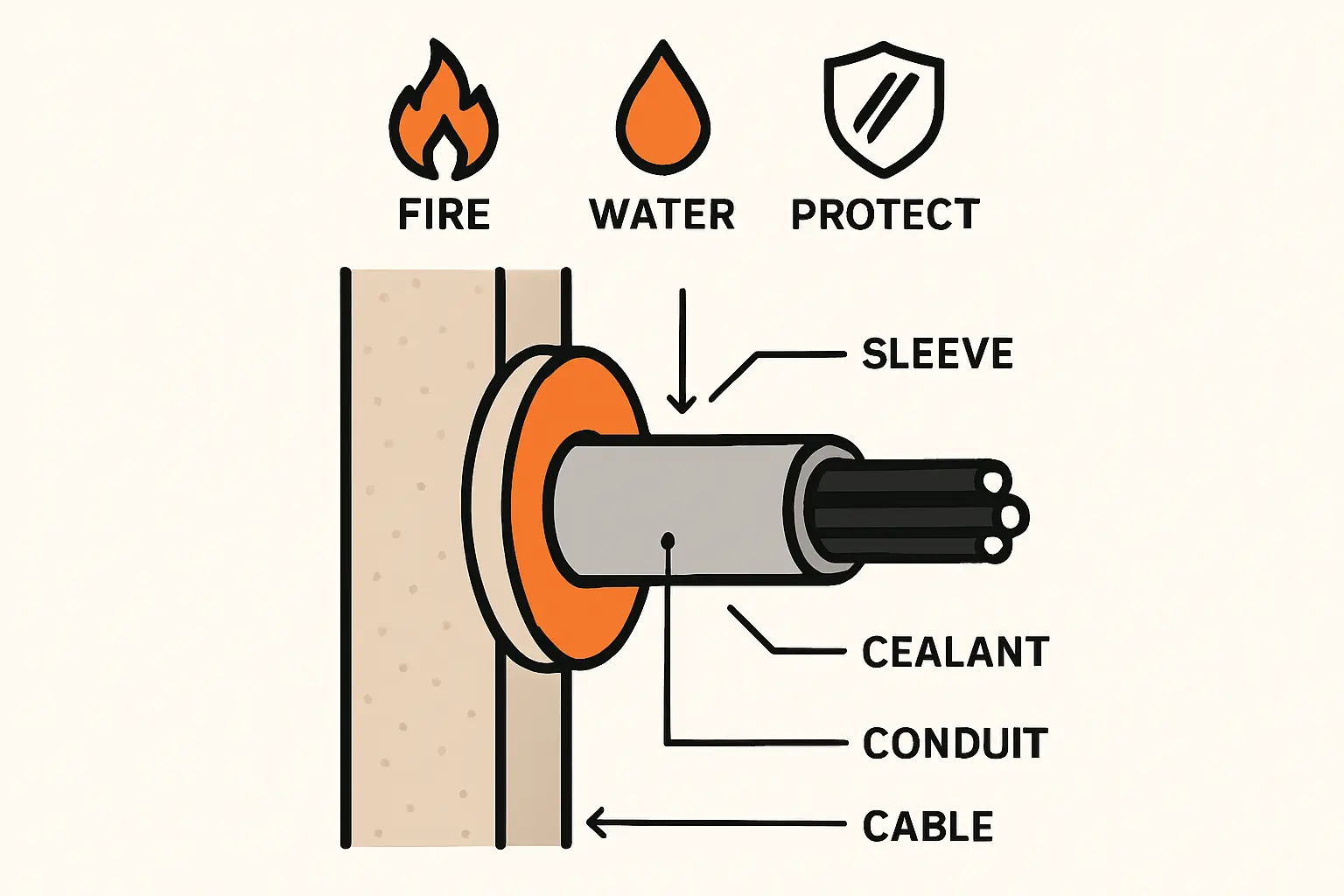 Eine Einziehspirale wird fachmännisch in ein Leerrohr eingeführt, um ein Kabel zu ziehen.