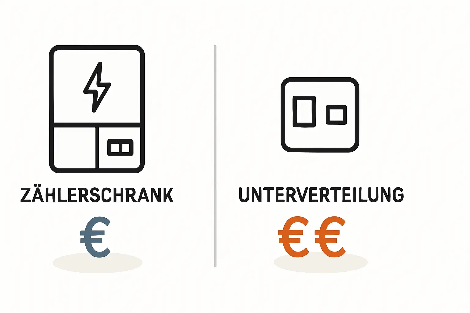 AC-seitiger Anschluss Kosten Vergleich Zählerschrank Unterverteilung