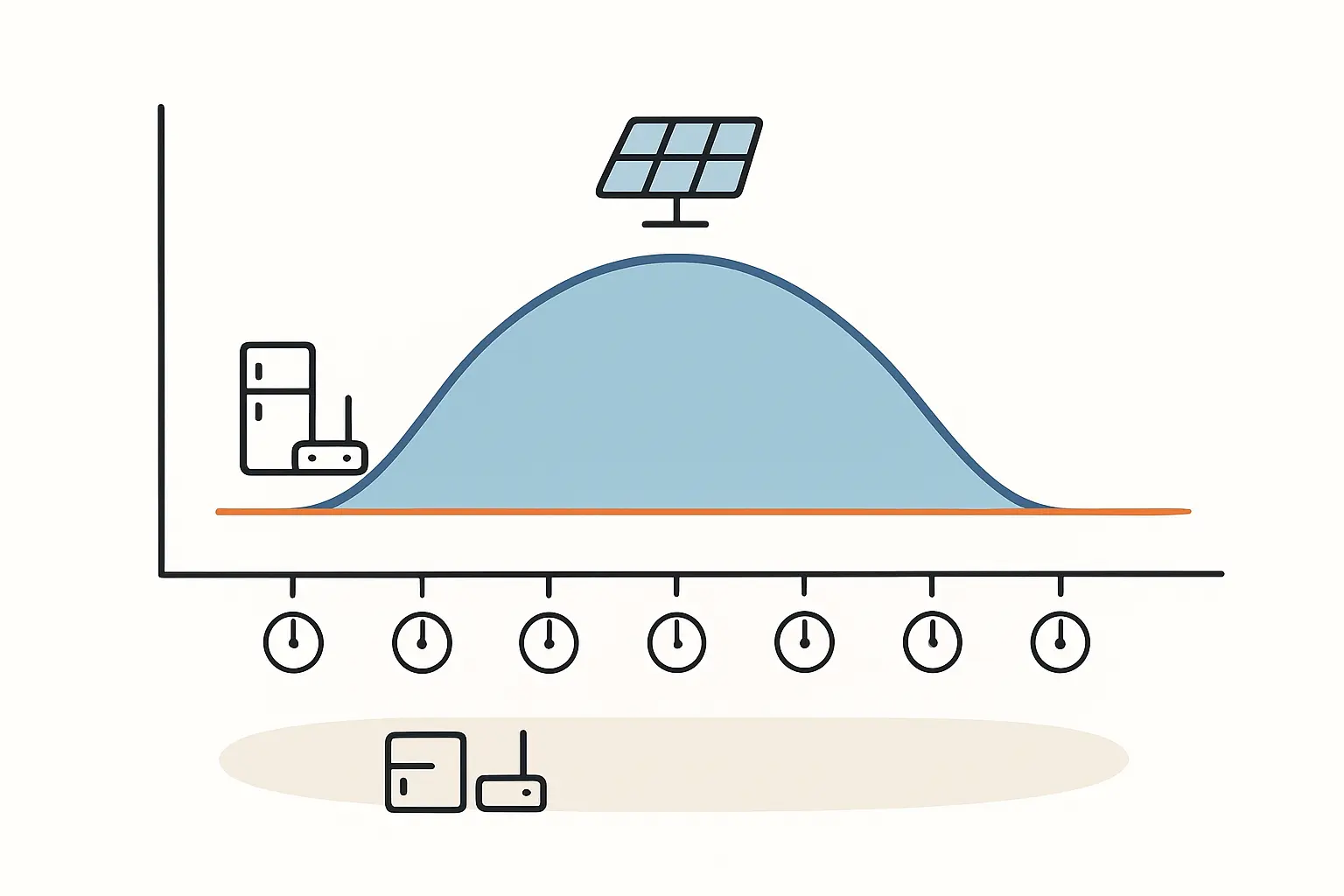 Diagram of direct vs. diffuse solar radiation on different balcony orientations