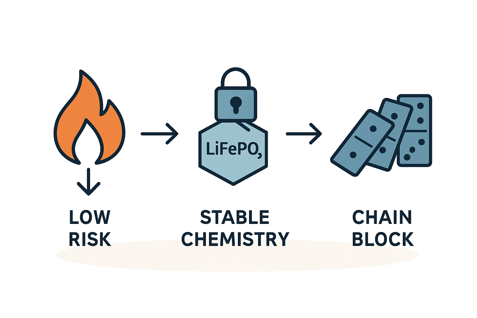 Vergleichsgrafik, die die Temperaturschwellen für thermisches Durchgehen bei LiFePO4 und NMC-Zellen gegenüberstellt.