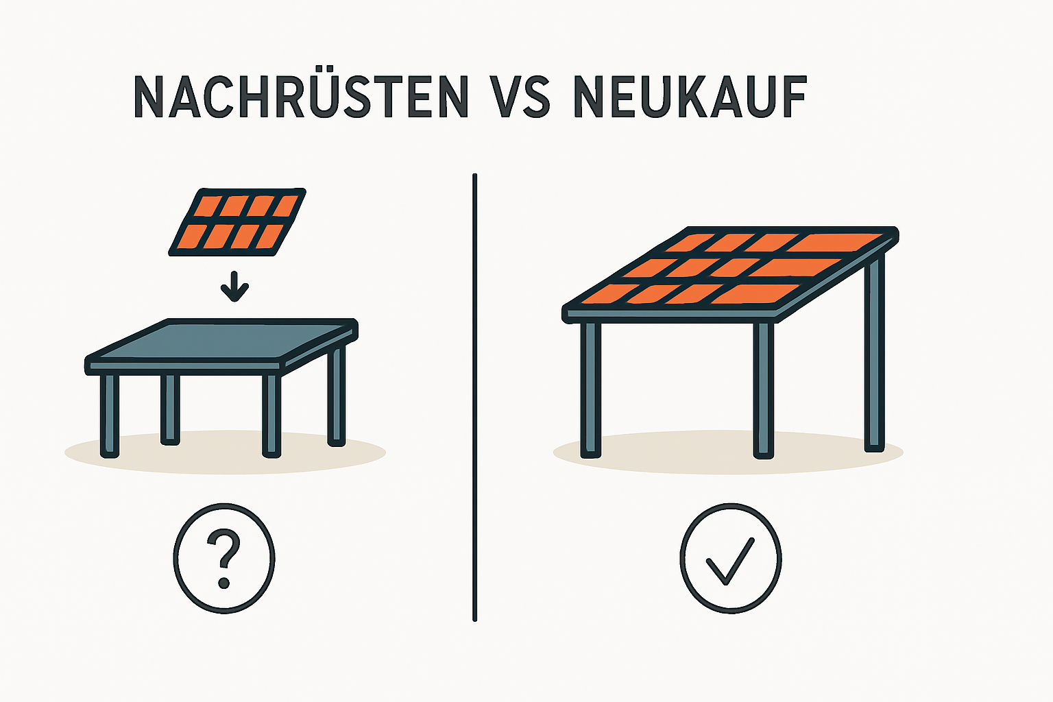 Carport für Photovoltaik nachrüsten oder Solarcarport kaufen