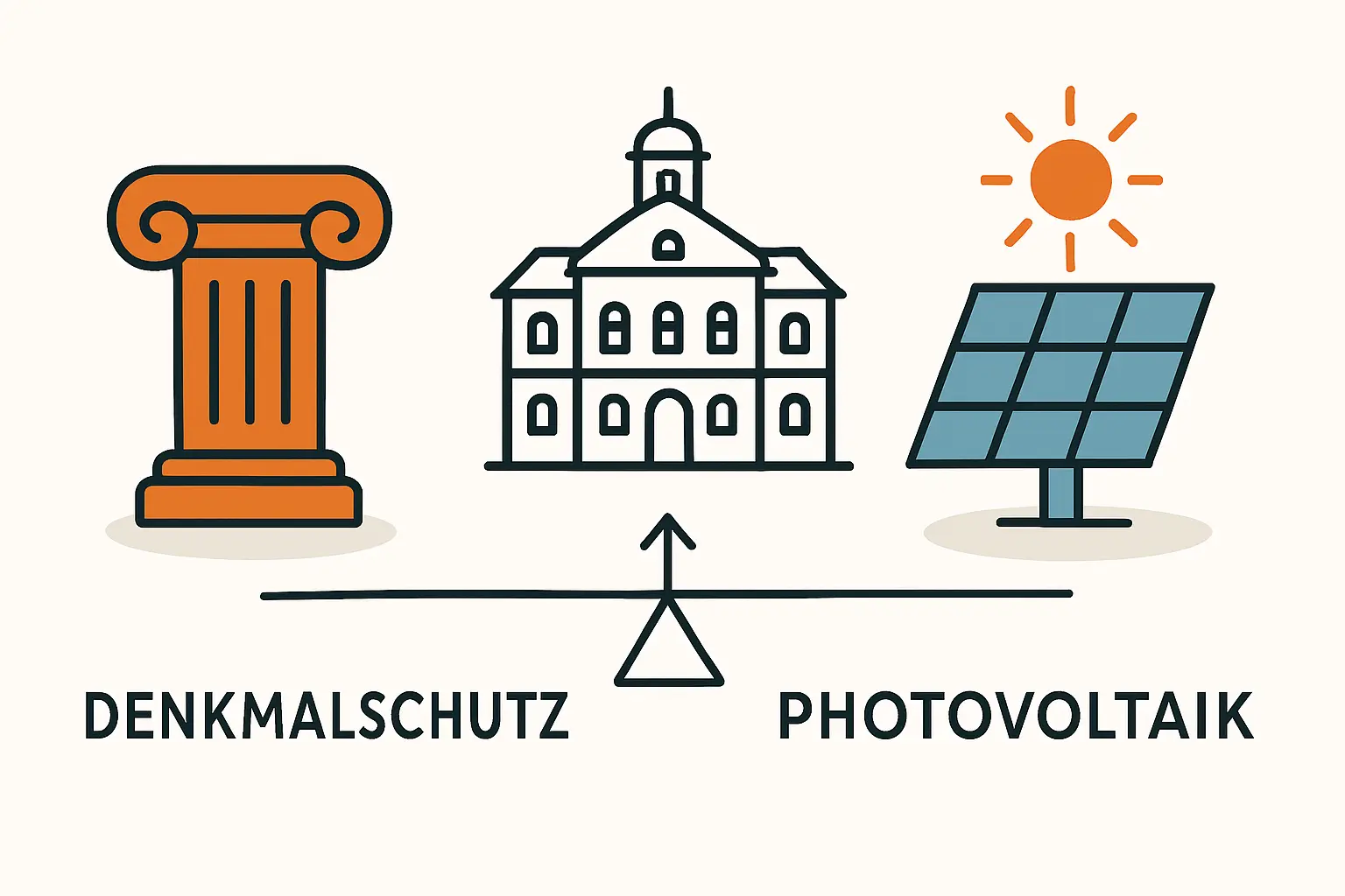 Ein historisches Gebäude, auf dessen Dach moderne, aber unauffällige Solarmodule installiert sind, die sich gut in die Dachlandschaft einfügen.