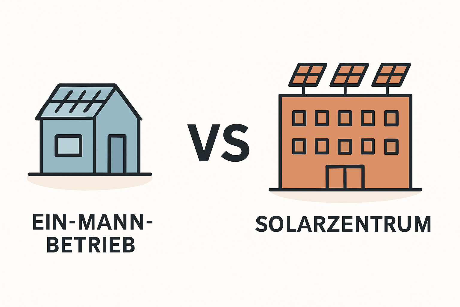 Ein-Mann-Betrieb oder Solarzentrum für Photovoltaik auswählen