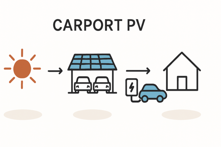Fallstudie Carport-PV zur Nutzung von Solarstrom für E-Autos