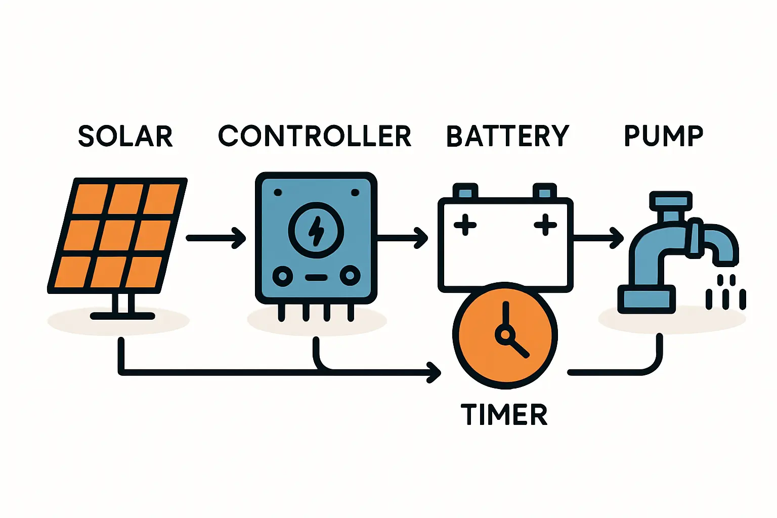 Ein Hochbeet mit einer installierten Solar-Bewässerungsanlage. Man sieht das kleine Solarmodul, die Schläuche und den Wassertank.