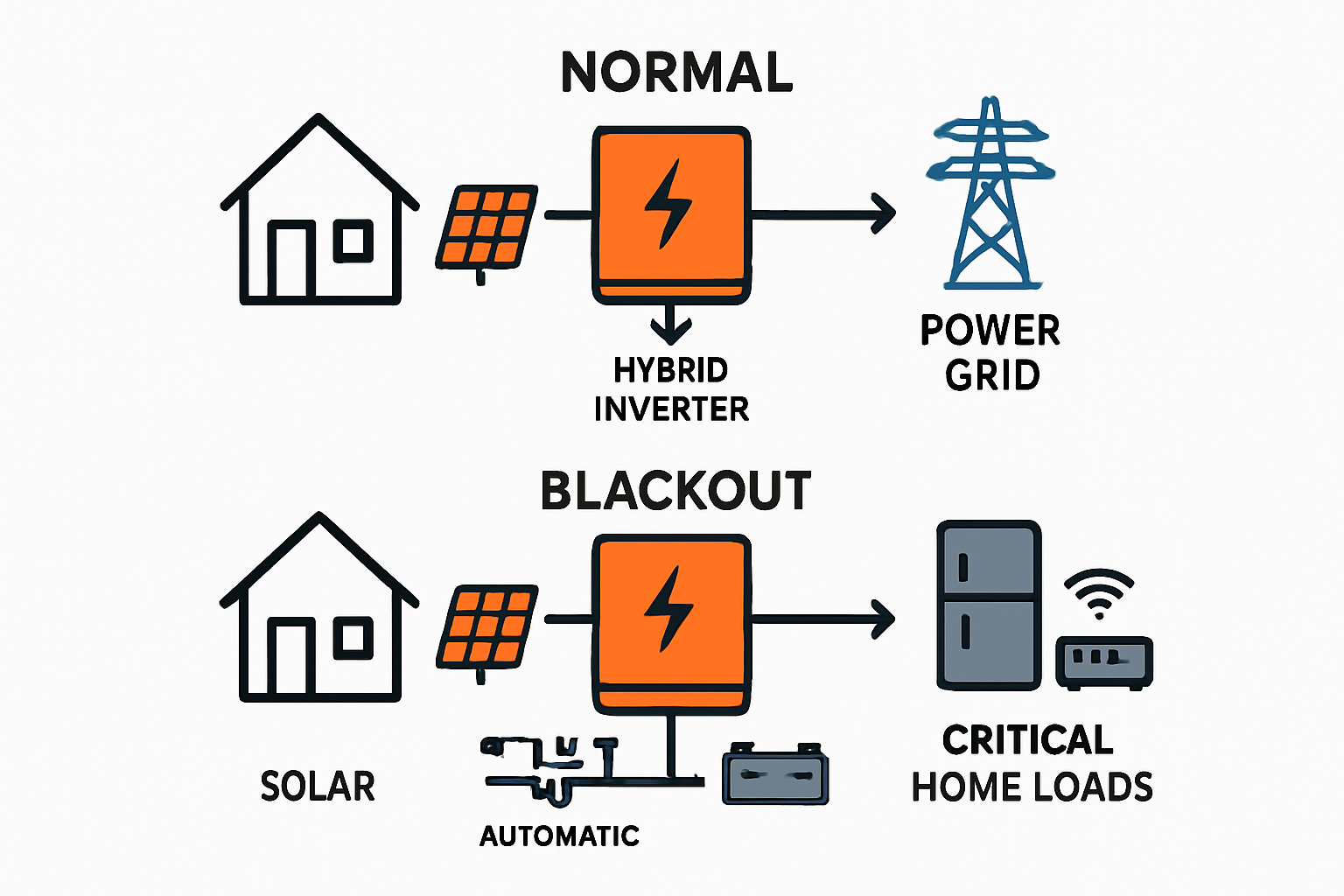 Netzgekoppelte PV-Anlage mit Batteriespeicher