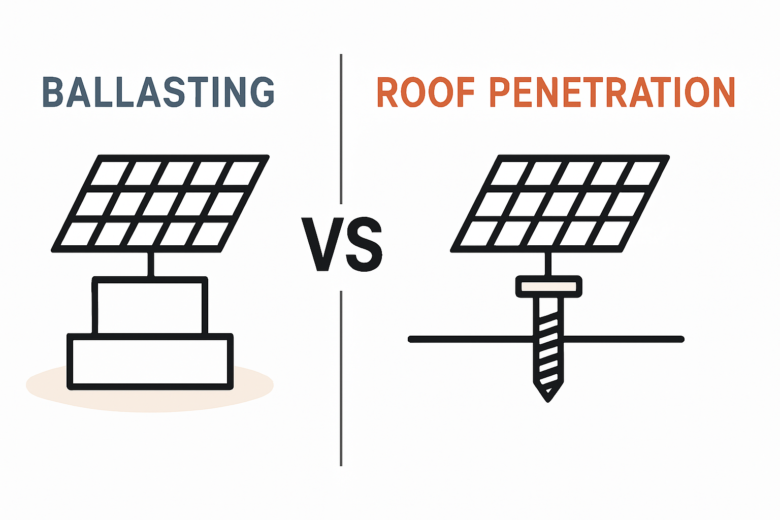 Kostenvergleich Flachdach Montage Ballastierung oder Dachdurchdringung