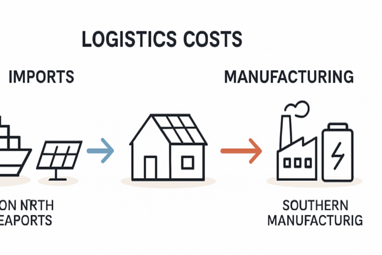Logistikkosten und PV-Preise durch Hafen- und Herstellernähe