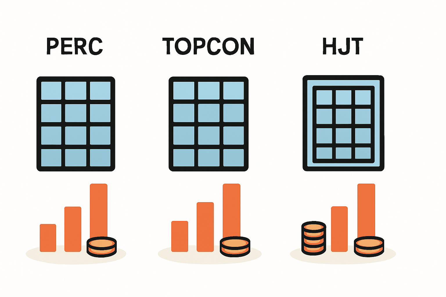 Preisvergleich aktueller PERC TOPCon HJT Solarmodule