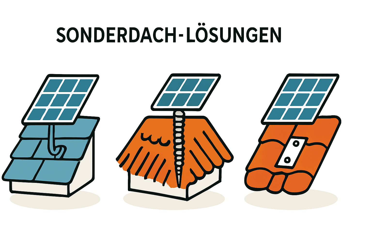 PV-Montage auf Schiefer Reet Biberschwanzdächern