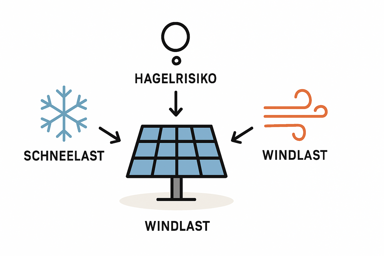 Schneelast Windlast Hagelrisiko bei PV-Anlagen verstehen