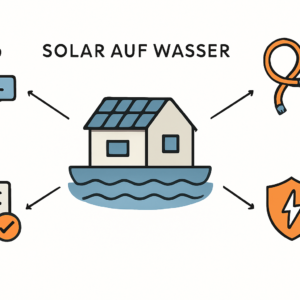 Schwimmendes Haus mit Photovoltaik im Lausitzer Seenland