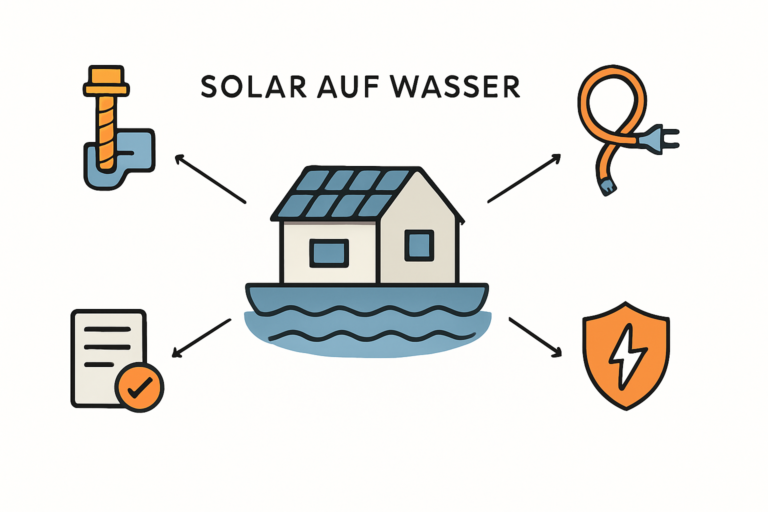 Schwimmendes Haus mit Photovoltaik im Lausitzer Seenland