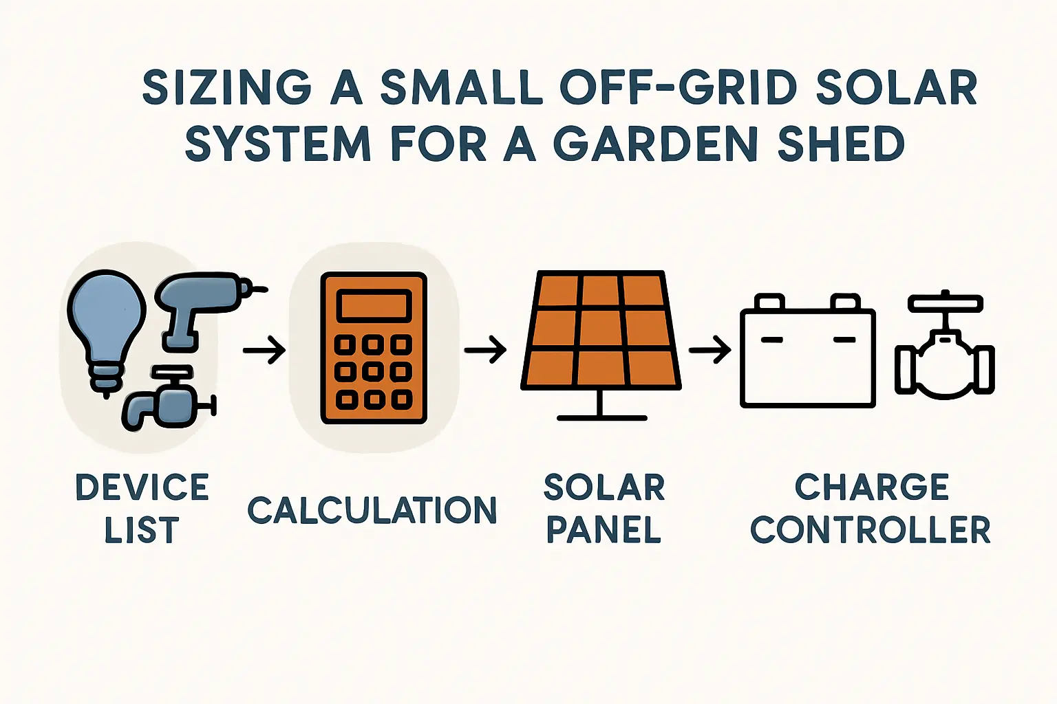 Infografik, die den einfachen Aufbau einer Inselanlage zeigt: Solarmodul -/> Laderegler -> Batterie -> Verbraucher (z.B. Lampe)“ /></p>
<p>Dieses System sorgt für eine unabhängige und zuverlässige Stromversorgung für abgelegene Ecken Ihres Grundstücks. Viele Nutzer entscheiden sich daher für Komplettsets, weil darin bereits alle Komponenten optimal aufeinander abgestimmt sind.</p>
<h2>Was kann man mit einem Solarmodul auf dem Holzregal betreiben?</h2>
<p>Die Leistung moderner Solarmodule ist beeindruckend. Ein einzelnes Standardmodul (ca. 1,7 x 1,0 Meter) erreicht heute eine Spitzenleistung von rund 400 Watt-Peak (Wp). Selbst an einem nicht perfekt ausgerichteten Standort wie einem Holzregal kann ein solches Modul jährlich zwischen 100 und 200 kWh Strom erzeugen. Das klingt vielleicht nach wenig, reicht aber für viele typische Anwendungen im Garten völlig aus.</p>
<p>Typische Anwendungsfälle sind:</p>
<ul>
<li>
<p>Laden von Gartengeräten: Versorgen Sie Akkus von Rasenmäher, Heckenschere oder Kettensäge bequem im Geräteschuppen mit Strom.</p>
</li>
<li>
<p>Gartenbeleuchtung: Betreiben Sie LED-Wegleuchten, die Beleuchtung einer Sitzecke oder die Innenbeleuchtung der Gartenlaube – ganz ohne Stromrechnung.</p>
</li>
<li>
<p>Wasser im Garten: Eine kleine Pumpe für den Gartenteich oder ein Zierbrunnen kann problemlos über ein Solarmodul versorgt werden.</p>
</li>
<li>
<p>Hobby und Freizeit: Laden Sie E-Bike-Akkus oder betreiben Sie ein Radio in der Gartenlaube.</p>
</li>
</ul>
<p><img decoding=