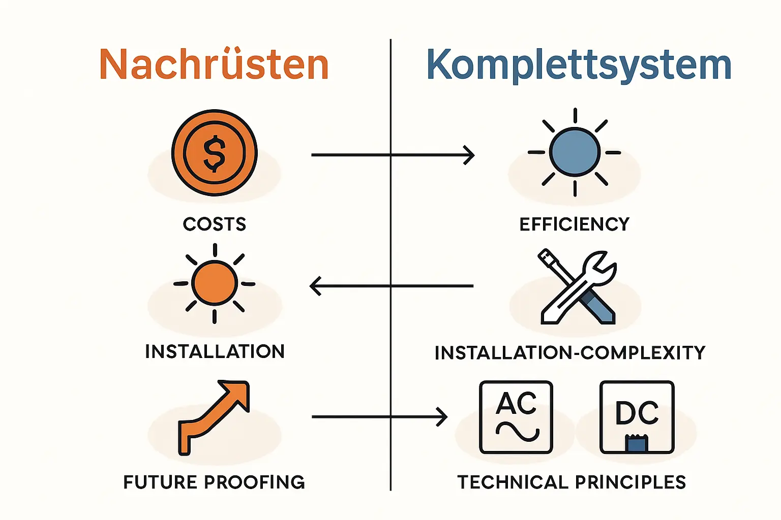 Direkter Vergleich: Wann lohnt sich Nachrüsten oder die Neuplanung eines Komplettsystems? Eine klare Übersicht erleichtert Ihre Entscheidung.