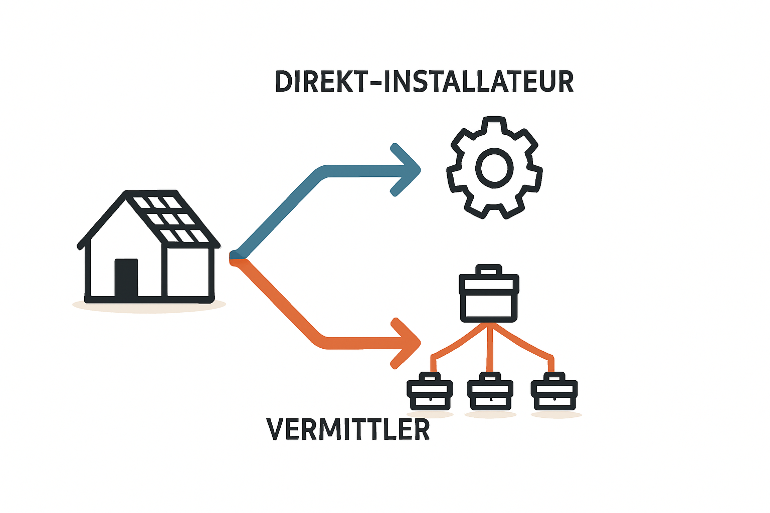 Unterschiede von Vermittlern und Direkt-Installateuren bei PV-Projekten